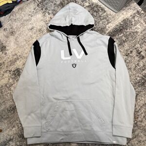 Fanatics Las Vegas Raiders NFL Hoodie Mens 2XL Grey Black Pullover Sweatshirt
